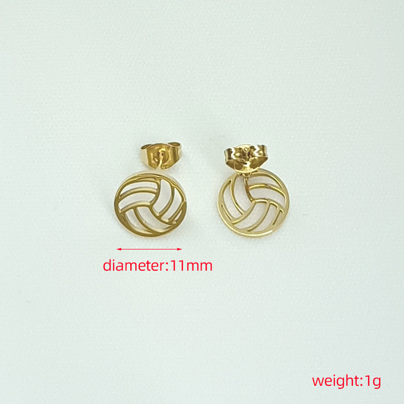 1 Pair Simple Style Football Plating Titanium Steel 18k Gold Plated Ear Studs