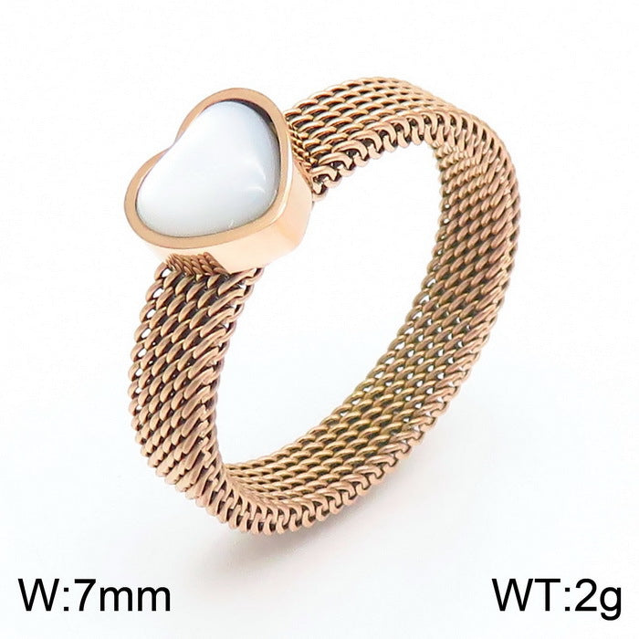 Wholesale Jewelry Simple Style Classic Style Heart Shape Titanium Steel 18K Gold Plated Plating Rings