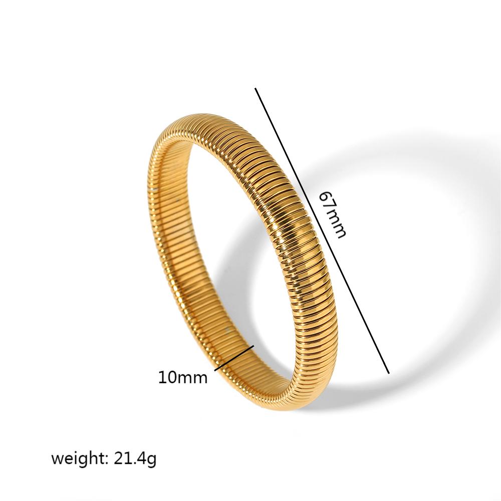 Retro Roman Style Circle Solid Color Stainless Steel Plating 18k Gold Plated Bangle