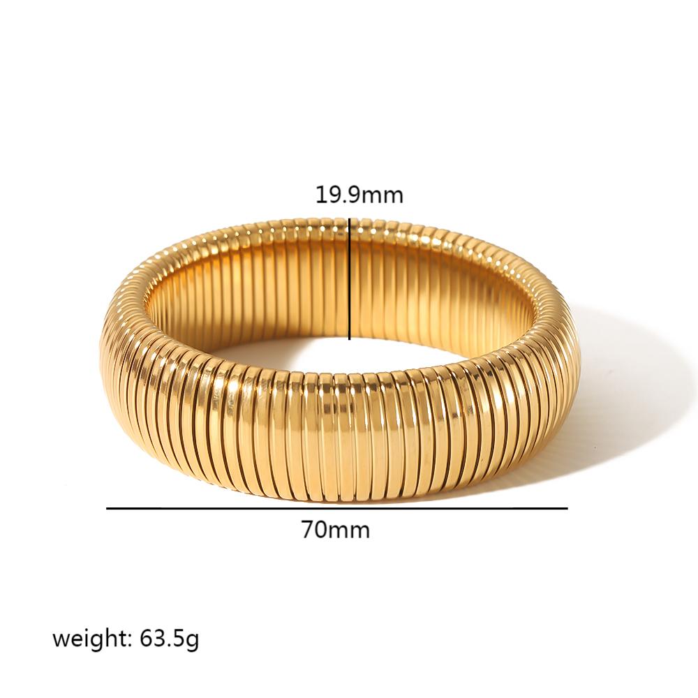 Retro Roman Style Circle Solid Color Stainless Steel Plating 18k Gold Plated Bangle