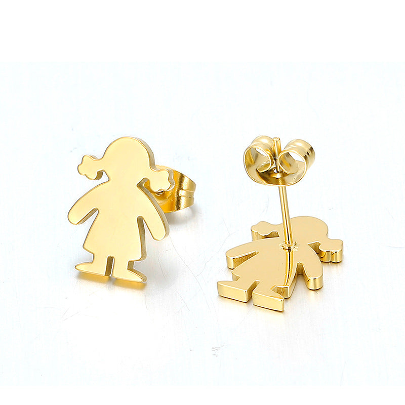 1 Pair Basic Geometric Heart Shape Elephant Plating Titanium Steel Ear Studs