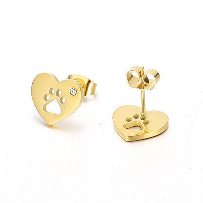 1 Pair Basic Geometric Heart Shape Elephant Plating Titanium Steel Ear Studs