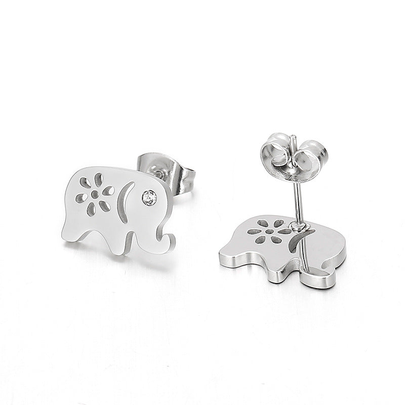 1 Pair Basic Geometric Heart Shape Elephant Plating Titanium Steel Ear Studs