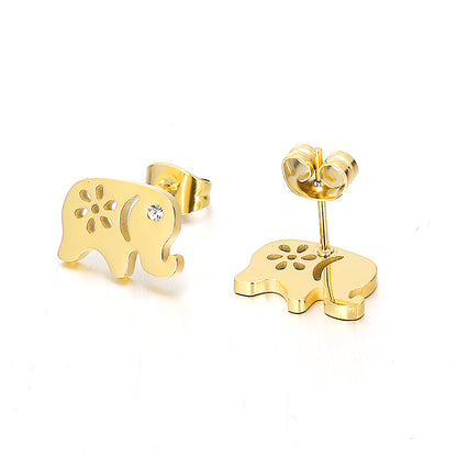 1 Pair Basic Geometric Heart Shape Elephant Plating Titanium Steel Ear Studs