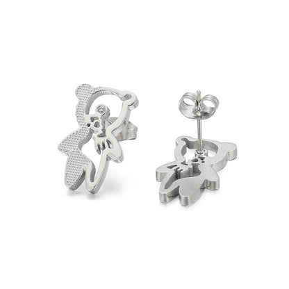 1 Pair Cartoon Style Cartoon Character Plating Titanium Steel Ear Studs