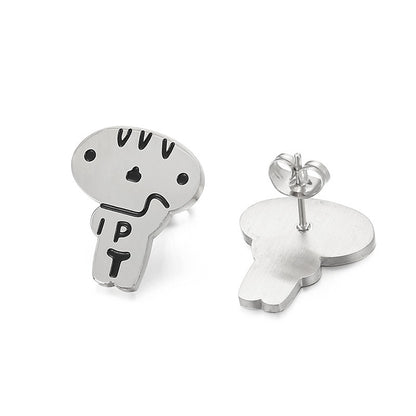 1 Pair Cartoon Style Cartoon Character Plating Titanium Steel Ear Studs