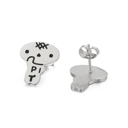 1 Pair Cartoon Style Cartoon Character Plating Titanium Steel Ear Studs