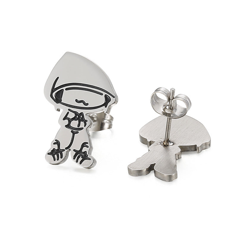 1 Pair Cartoon Style Cartoon Character Plating Titanium Steel Ear Studs