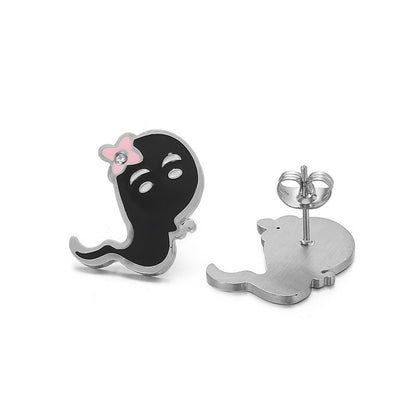 1 Pair Cartoon Style Cartoon Character Plating Titanium Steel Ear Studs