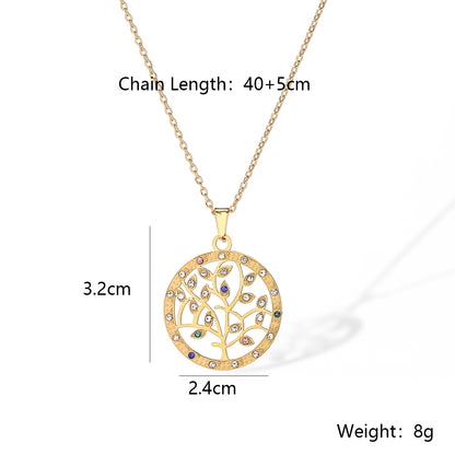 Wholesale Simple Style Heart Shape Titanium Steel Plating Inlay 18k Gold Plated Zircon Pendant Necklace