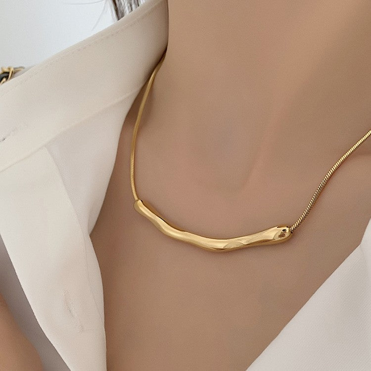 Simple Style Commute Solid Color Stainless Steel Plating 18k Gold Plated Necklace