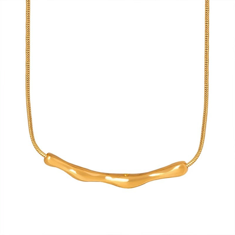 Simple Style Commute Solid Color Stainless Steel Plating 18k Gold Plated Necklace