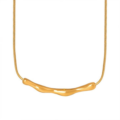 Simple Style Commute Solid Color Stainless Steel Plating 18k Gold Plated Necklace