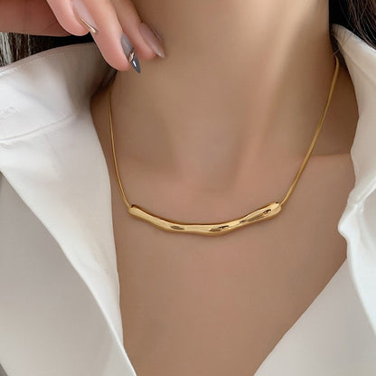 Simple Style Commute Solid Color Stainless Steel Plating 18k Gold Plated Necklace