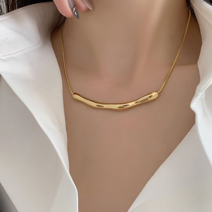 Simple Style Commute Solid Color Stainless Steel Plating 18k Gold Plated Necklace