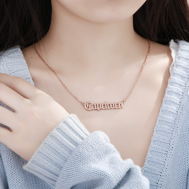 Wholesale Streetwear Letter Constellation Titanium Steel Pendant Necklace