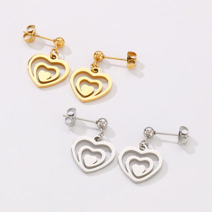 Simple Style Classic Style Heart Shape Stainless Steel Hollow Out Jewelry Set