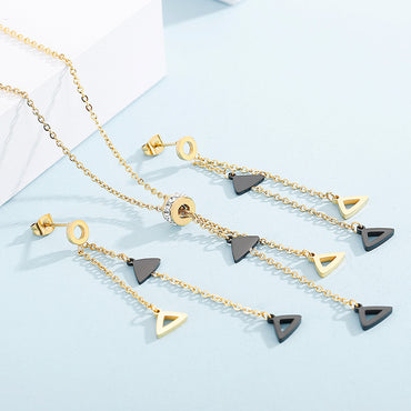 Simple Style Commute Geometric Stainless Steel Titanium Steel Plating Earrings Necklace