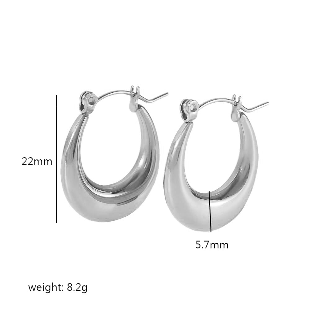 1 Pair Simple Style U Shape Circle Plating Stainless Steel 18k Gold Plated Hoop Earrings