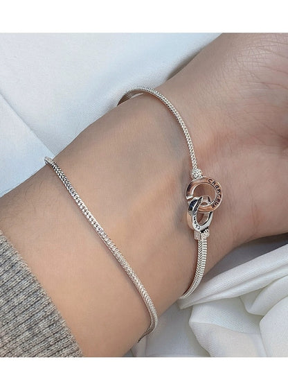 Simple Style Classic Style Solid Color Sterling Silver Ferroalloy Plating Chain Women's Bracelets Necklace