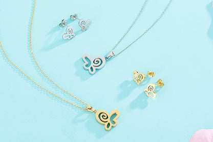 Simple Style Butterfly Stainless Steel Titanium Steel Plating Women's Jewelry Set