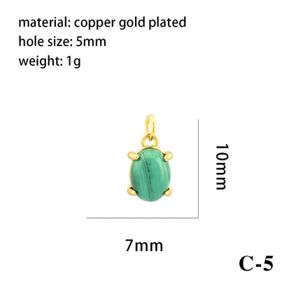 Simple Style Oval Water Droplets Heart Shape Stone Copper Plating Inlay Zircon 18k Gold Plated Charms