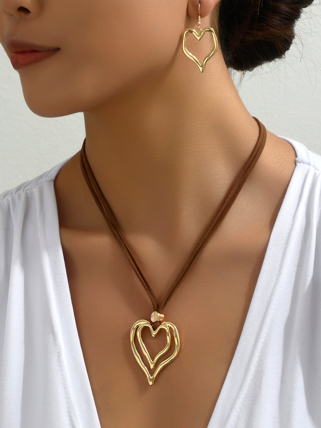 Vintage Style Heart Shape Pu Leather Alloy Women's Jewelry Set