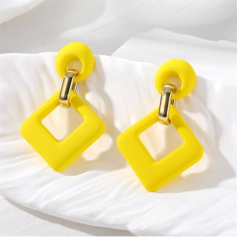 1 Pair Sweet Rhombus Resin Drop Earrings