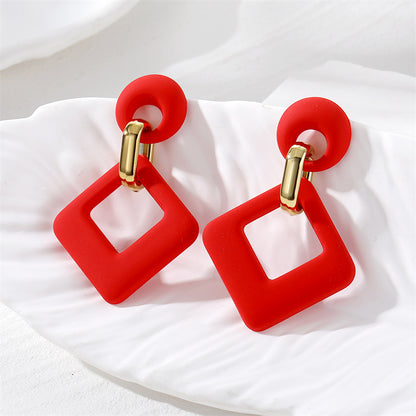 1 Pair Sweet Rhombus Resin Drop Earrings