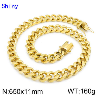 Hip-hop Retro Solid Color Titanium Steel Chain Men's Bracelets Necklace