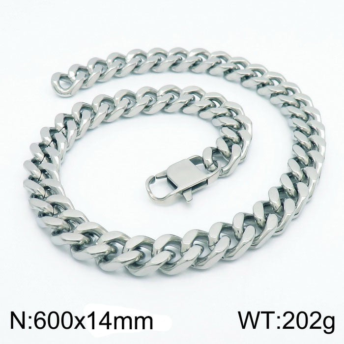 Simple Style Solid Color Titanium Steel Chain Men's Necklace