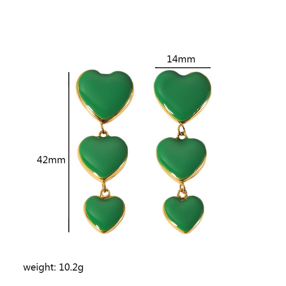 1 Pair Classic Style Heart Shape Polishing Plating Stainless Steel 18k Gold Plated Drop Earrings Ear Studs