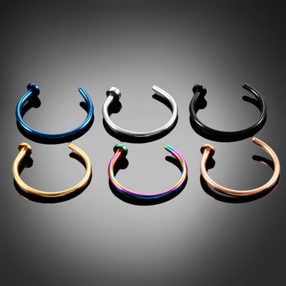 Ig Style Solid Color Stainless Steel Plating 14k Gold Plated Nose Ring