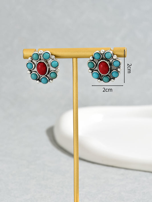 1 Pair Vintage Style Color Block Alloy Ear Studs