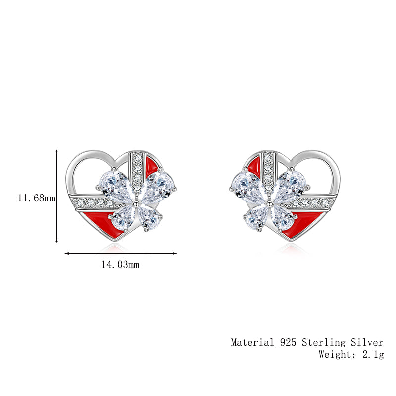 1 Pair Simple Style Heart Shape Inlay Sterling Silver Zircon Ear Studs