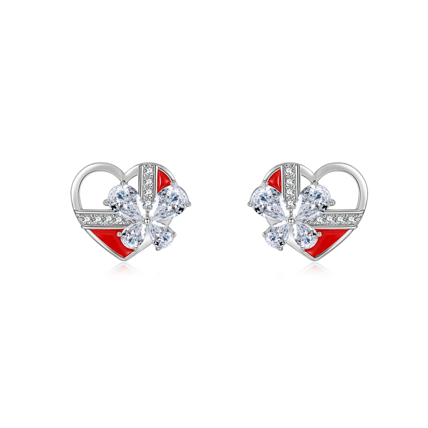 1 Pair Simple Style Heart Shape Inlay Sterling Silver Zircon Ear Studs