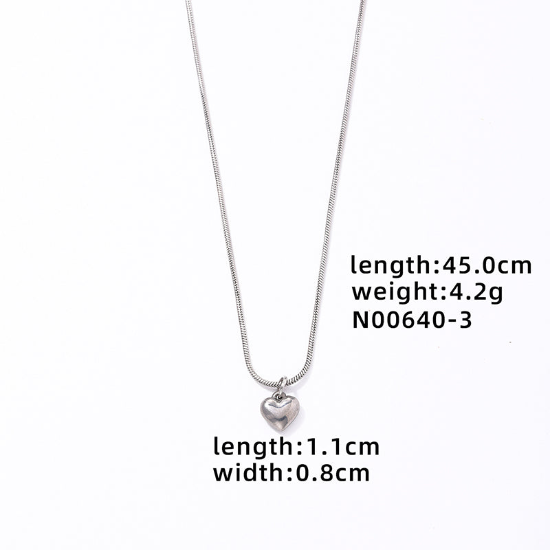 Modern Style Simple Style Cross Star Heart Shape Stainless Steel Titanium Steel Plating White Gold Plated Pendant Necklace