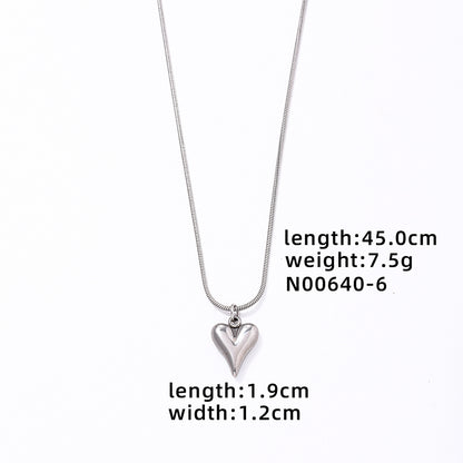 Modern Style Simple Style Cross Star Heart Shape Stainless Steel Titanium Steel Plating White Gold Plated Pendant Necklace