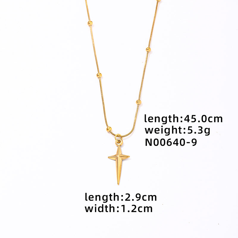 Elegant Simple Style Streetwear Star Moon Heart Shape Stainless Steel Titanium Steel Copper Gold Plated Zircon Pendant Necklace In Bulk