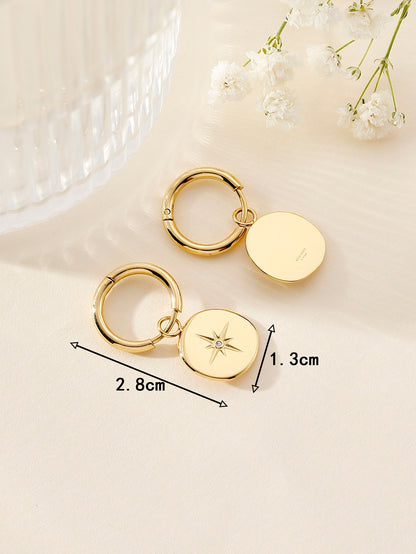 1 Pair Retro Star Plating Stainless Steel 18k Gold Plated Drop Earrings