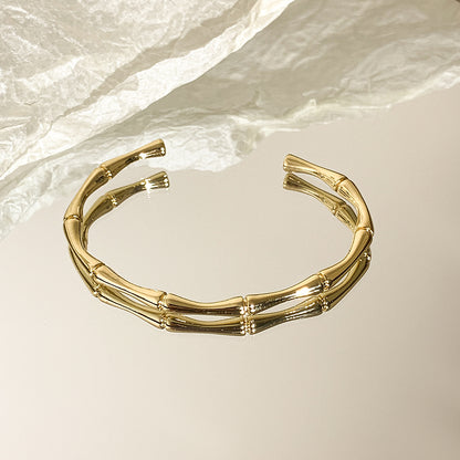 Basic Classic Style Bamboo Copper Plating 18k Gold Plated Silver Plated Bangle