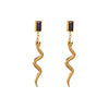 1 Pair Simple Style Snake Plating Inlay Stainless Steel Zircon Drop Earrings