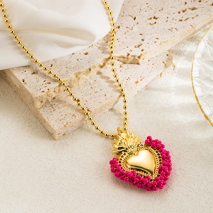 Elegant Vintage Style Simple Style Heart Shape Copper 18k Gold Plated Pendant Necklace In Bulk