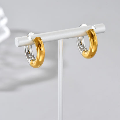 1 Pair Simple Style Classic Style Roman Style Geometric Plating Titanium Steel 18k Gold Plated Gold Plated Earrings