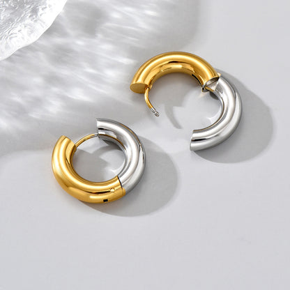 1 Pair Simple Style Classic Style Roman Style Geometric Plating Titanium Steel 18k Gold Plated Gold Plated Earrings