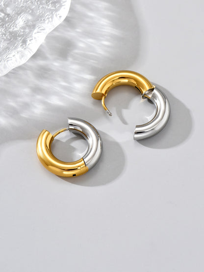 1 Pair Simple Style Classic Style Roman Style Geometric Plating Titanium Steel 18k Gold Plated Gold Plated Earrings