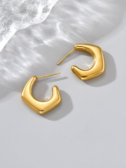 1 Pair Classic Style Streetwear Solid Color Plating Stainless Steel Titanium Steel 18k Gold Plated Gold Plated Ear Studs