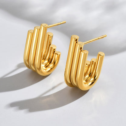 1 Pair Basic Classic Style Solid Color Plating Titanium Steel 18k Gold Plated Gold Plated Ear Studs