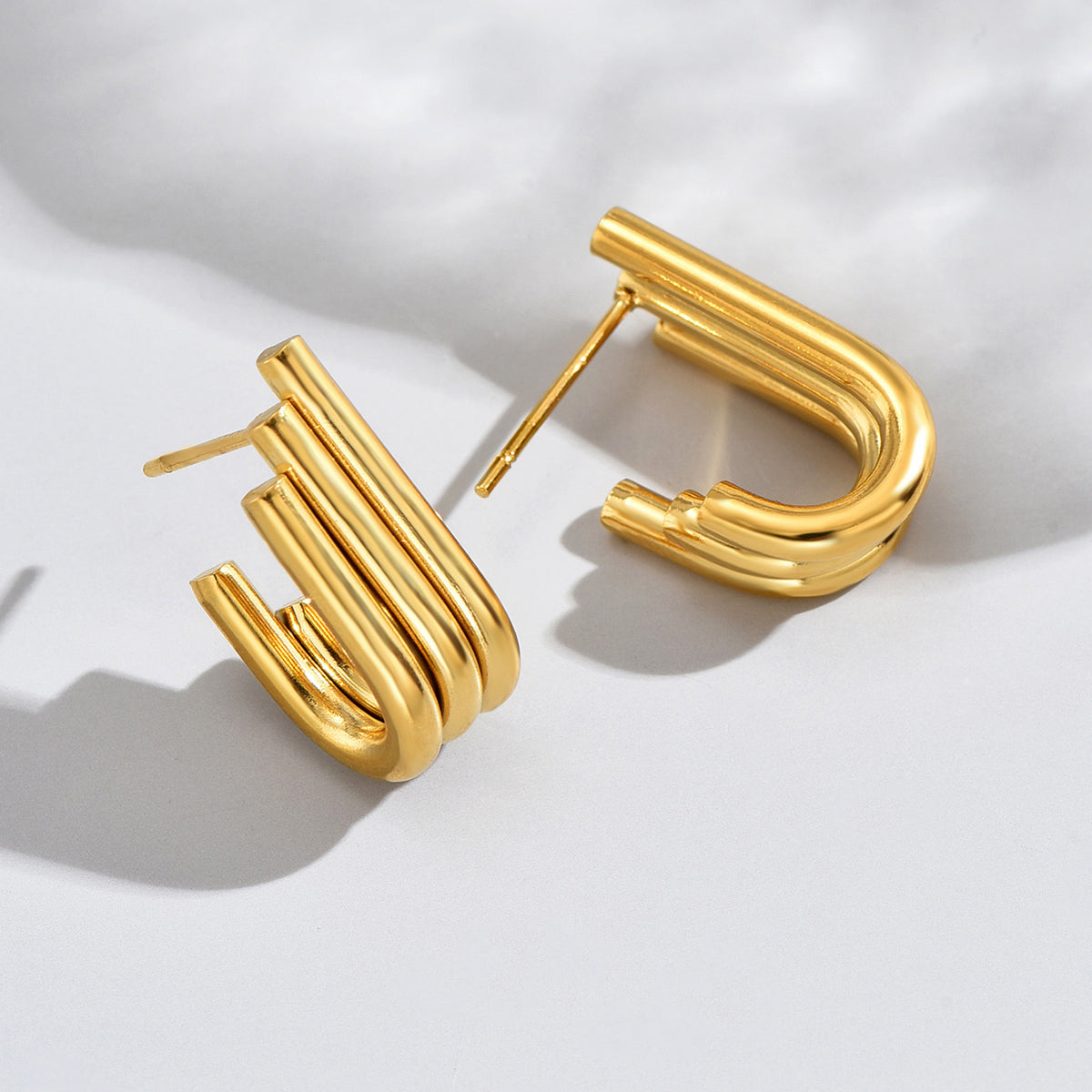 1 Pair Basic Classic Style Solid Color Plating Titanium Steel 18k Gold Plated Gold Plated Ear Studs