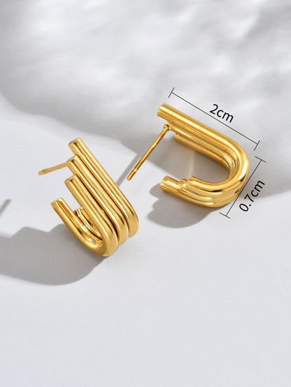 1 Pair Basic Classic Style Solid Color Plating Titanium Steel 18k Gold Plated Gold Plated Ear Studs